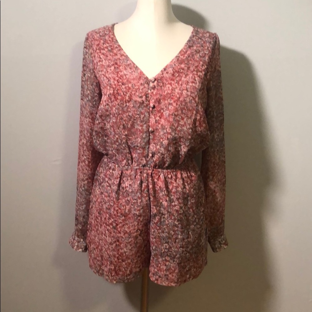 BCBG sheer long sleeved romper